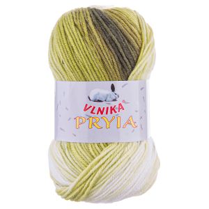 Pletací příze Vlnika PRYIA 107 bílo-zelená, melírovaná, 100g/245m