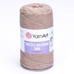 Pletací příze YarnArt TWISTED MACRAME 3mm 768 krémová, jednobarevná, 250g/195m